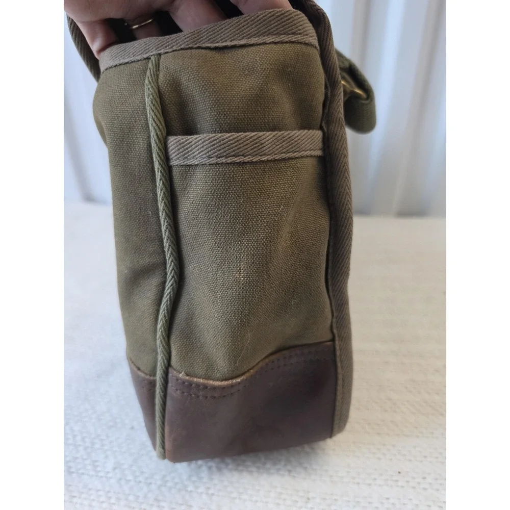 Duluth Pack Messenger Bag Mens Medium Green Canvas Leather Crossbody Shoulder
